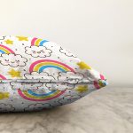 - Печать - Realhomes  Gökkuşağı Motifli Dijital Baskılı Özel Tasarım Modern Raşel Kadife Yastık Kırlent Kılıfı Realhomes