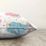 - Print - Realhomes  Sevimli Yağmur Bulutları Realhomes Dijital Baskılı Özel Tasarım Modern Raşel Kadife Yastık Kırlent Kılıfı Realhomes