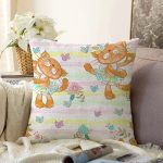 Dans Eden Kedi Desenli Dijital Baskılı Özel Tasarım Modern Raşel Kadife Yastık Kırlent Kılıfı Realhomes