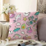 - Fashion patch badges with llama, cat unicorn, whale and sloth in - Realhomes Big Dreams Yazılı Bebek Temalı Dijital Baskılı Özel Tasarım Modern Raşel Kadife Yastık Kırlent Kılıfı Realhomes