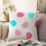 - Sonil-K1215-Gorsel - Realhomes Rengarenk Deniz Kabukları Çizimli Dijital Baskılı Özel Tasarım Modern Raşel Kadife Yastık Kırlent Kılıfı Realhomes