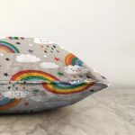 - Basic RGB - Realhomes  Gökkuşağı Ve Bulut Temalı Dijital Baskılı Özel Tasarım Modern Raşel Kadife Yastık Kırlent Kılıfı Realhomes