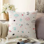 Bulut Ve Ay Temalı Dijital Baskılı Özel Tasarım Modern Şönil Yastık Kırlent Kılıfı Realhomes