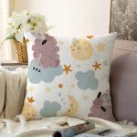 Uyku Temalı Koyunlar Dijital Baskılı Özel Tasarım Modern Raşel Kadife Yastık Kırlent Kılıfı Realhomes