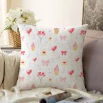 Kalp Motifli Dijital Baskılı Özel Tasarım Modern Raşel Kadife Yastık Kırlent Kılıfı Realhomes