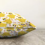 Sarı Civciv Desenli Dijital Baskılı Özel Tasarım Modern Raşel Kadife Yastık Kırlent Kılıfı Realhomes