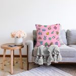 - Print - Realhomes Pembe Zeminde Bebek Odası Temalı Dijital Baskılı Özel Tasarım Modern Raşel Kadife Yastık Kırlent Kılıfı Realhomes