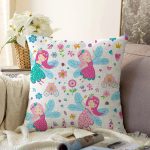 Peri Kızı Motifli Dijital Baskılı Özel Tasarım Modern Raşel Kadife Yastık Kırlent Kılıfı Realhomes