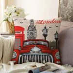 - Sonil-K126-Gorsel - Realhomes  London Klasik Araba Desenli Dijital Baskılı Dekoratif Modern Raşel Kadife Yastık Kırlent Kılıfı Realhomes