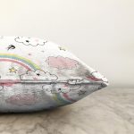 - SP-stock - Realhomes Gökkuşağı Ve Bulut Temalı Dijital Baskılı Özel Tasarım Modern Raşel Kadife Yastık Kırlent Kılıfı Realhomes