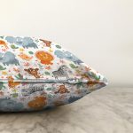 Sevimli Orman Hayvanları Desenli Dijital Baskılı Özel Tasarım Modern Raşel Kadife Yastık Kırlent Kılıfı Realhomes