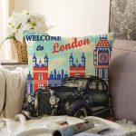 - Sonil-K127-Gorsel - Realhomes London Retro Araba Temalı Dijital Baskılı Dekoratif Modern Raşel Kadife Yastık Kırlent Kılıfı Realhomes