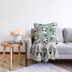 - Печать - Realhomes  Şirin Panda Temalı Dijital Baskılı Özel Tasarım Modern Şönil Yastık Kırlent Kılıfı Realhomes