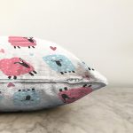 Rengarenk Koyun Motifli Dijital Baskılı Özel Tasarım Modern Raşel Kadife Yastık Kırlent Kılıfı Realhomes