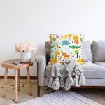 - Seamless pattern wild animals in jungle. Kids vector - Realhomes  Sevimli Orman Hayvanları Desenli Dijital Baskılı Özel Tasarım Modern Raşel Kadife Yastık Kırlent Kılıfı Realhomes