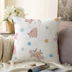 Sevimli Geyik Desenli Dijital Baskılı Özel Tasarım Modern Raşel Kadife Yastık Kırlent Kılıfı Realhomes