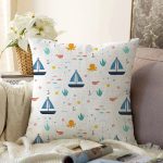 - Mobile - Realhomes Denizci Temalı Bebek Desenli Dijital Baskılı Özel Tasarım Modern Raşel Kadife Yastık Kırlent Kılıfı Realhomes