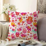 Pembe Fil Motifli Dijital Baskılı Özel Tasarım Modern Raşel Kadife Yastık Kırlent Kılıfı Realhomes