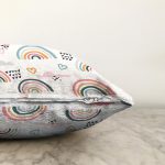 - Print - Realhomes  Gökkuşağı Kalp Ve Bulut Motifli Dijital Baskılı Özel Tasarım Modern Raşel Kadife Yastık Kırlent Kılıfı Realhomes