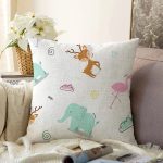 Sevimli Fil Geyik Ve Pelikan Motifli Dijital Baskılı Özel Tasarım Modern Raşel Kadife Yastık Kırlent Kılıfı Realhomes