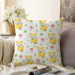 - Print - Realhomes  Uyuyan Köpek Desenli Dijital Baskılı Özel Tasarım Modern Raşel Kadife Yastık Kırlent Kılıfı Realhomes