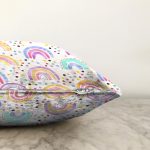 Suluboya Gökkuşağı Temalı Dijital Baskılı Özel Tasarım Modern Raşel Kadife Yastık Kırlent Kılıfı Realhomes