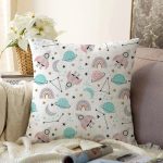 - Sonil-K1297-Gorsel - Realhomes  Çocuk Odası Uzay Temalı Dijital Baskılı Özel Tasarım Modern Raşel Kadife Yastık Kırlent Kılıfı Realhomes