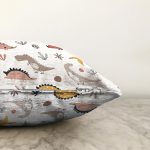 - dino - Realhomes  Dinozor Desenli Dijital Baskılı Özel Tasarım Modern Raşel Kadife Yastık Kırlent Kılıfı Realhomes