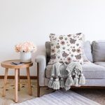 - Sonil-K1308-Gorsel-1 - Realhomes Çiçek Ve Koyun Motifli Dijital Baskılı Özel Tasarım Modern Şönil Yastık Kırlent Kılıfı Realhomes