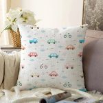 - Mobile - Realhomes  Rengarenk Araba Ve Bisiklet Motifli Dijital Baskılı Özel Tasarım Modern Raşel Kadife Yastık Kırlent Kılıfı Realhomes