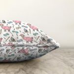 Sevimli Pembe Koyuna Motifli Dijital Baskılı Özel Tasarım Modern Raşel Kadife Yastık Kırlent Kılıfı Realhomes