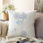 - Print - Realhomes Bebek Ayıcık Temalı Dijital Baskılı Özel Tasarım Modern Raşel Kadife Yastık Kırlent Kılıfı Realhomes