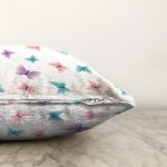 Rengarenk Kelebek Motifli Dijital Baskılı Özel Tasarım Modern Raşel Kadife Yastık Kırlent Kılıfı Realhomes