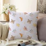 Çocuk Odası Sevimli Hayvanlar Desenli Dijital Baskılı Özel Tasarım Modern Raşel Kadife Yastık Kırlent Kılıfı Realhomes