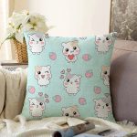 - Print - Realhomes Sevimli Hamster Motifli Dijital Baskılı Özel Tasarım Modern Raşel Kadife Yastık Kırlent Kılıfı Realhomes