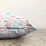 Pembe Mavi Bulut Desenli Dijital Baskılı Özel Tasarım Modern Raşel Kadife Yastık Kırlent Kılıfı Realhomes