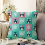 - Sonil-K1342-Gorsel - Realhomes  Penguen Temalı Çocuk Odası Dijital Baskılı Özel Tasarım Modern Raşel Kadife Yastık Kırlent Kılıfı Realhomes