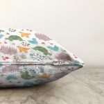 - 列印 - Realhomes Sevimli Kaplumbağa Kirpi Motifli Dijital Baskılı Özel Tasarım Modern Raşel Kadife Yastık Kırlent Kılıfı Realhomes