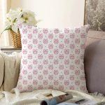 - Sonil-K1347-Gorsel - Realhomes  Pembe Baykuş Motifli Dijital Baskılı Özel Tasarım Modern Raşel Kadife Yastık Kırlent Kılıfı Realhomes