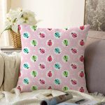 - Baskı - Realhomes Rengarenk Uğur Böcekleri Desenli Dijital Baskılı Özel Tasarım Modern Şönil Yastık Kırlent Kılıfı Realhomes