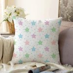 - Sonil-K1354-Gorsel - Realhomes Beyaz Zemin Rengarenk Yıldız Motifli Dijital Baskılı Özel Tasarım Modern Raşel Kadife Yastık Kırlent Kılıfı Realhomes