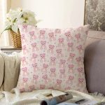 - Печать - Realhomes  Sevimli Minik Ayıcık Motifli Dijital Baskılı Özel Tasarım Modern Raşel Kadife Yastık Kırlent Kılıfı Realhomes