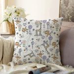 - Sonil-K1365-Gorsel - Realhomes  Sevimli Orman Hayvanları Desenli Dijital Baskılı Özel Tasarım Modern Raşel Kadife Yastık Kırlent Kılıfı Realhomes