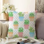 Bebek Desenli Kaktüs Motifli Dijital Baskılı Özel Tasarım Modern Raşel Kadife Yastık Kırlent Kılıfı Realhomes