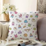 Bebek Oyuncakları Motifli Dijital Baskılı Özel Tasarım Modern Raşel Kadife Yastık Kırlent Kılıfı Realhomes