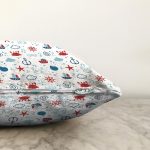 - Печать - Realhomes  Denizci Temalı Çocuk Odası Dijital Baskılı Özel Tasarım Modern Raşel Kadife Yastık Kırlent Kılıfı Realhomes