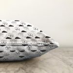 Siyah Beyaz Bulut Motifli Dijital Baskılı Özel Tasarım Modern Raşel Kadife Yastık Kırlent Kılıfı Realhomes