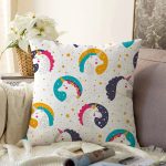 - Sonil-K1371-Gorsel - Realhomes  Unicorn Motifli Dijital Baskılı Özel Tasarım Modern Raşel Kadife Yastık Kırlent Kılıfı Realhomes