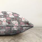 - Sonil-K1372-Gorsel-2 - Realhomes  Uyuyan Kedi Desenli Dijital Baskılı Özel Tasarım Modern Raşel Kadife Yastık Kırlent Kılıfı Realhomes