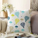 - Sonil-K1376-Gorsel - Realhomes  Uçan Balon Temalı Dijital Baskılı Özel Tasarım Modern Raşel Kadife Yastık Kırlent Kılıfı Realhomes